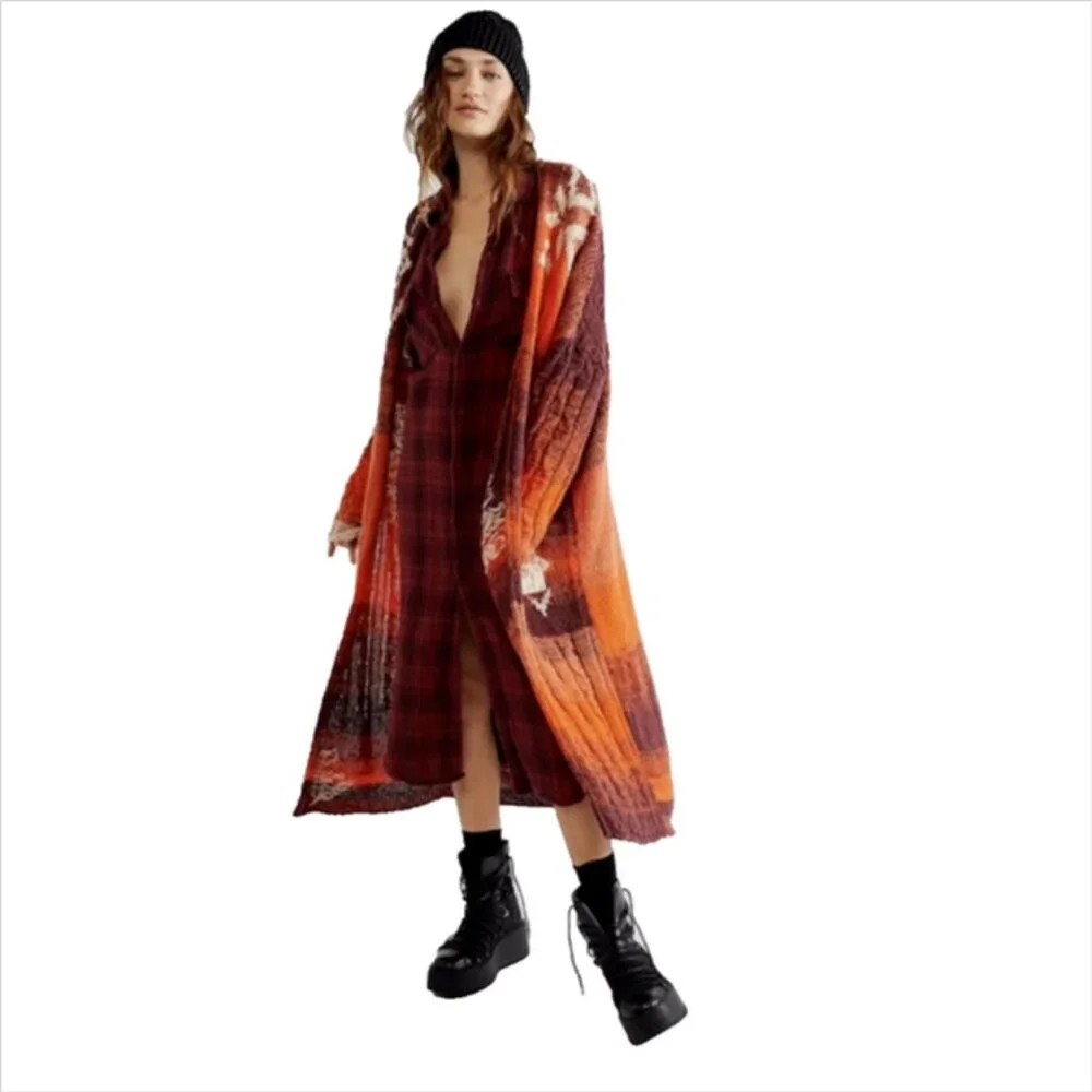 NWOT Free People Flurry Longline Duster Cardigan Sweater in Cider Combo